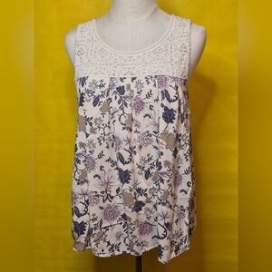 Source Unknown Floral Lace Tank Top